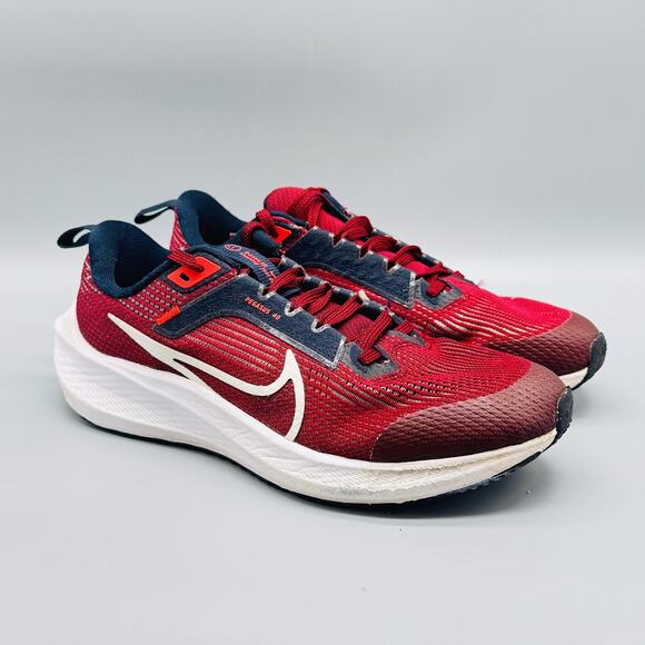 Nike Shoes Boys 5.5 Red Navy White Air Zoom Pegasus 40 Road Running Sneakers GS - Picture 2 of 13